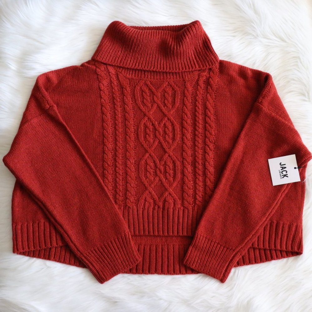 BB Dakota Burnt Orange Turtleneck Wool Sweater M - Picture 4 of 9